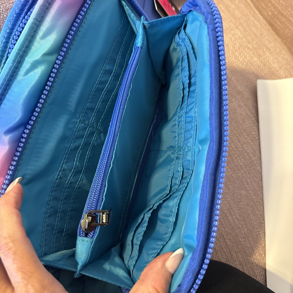 Think Royln Bank Street XL Crossbody w/Pouch Blue Lagoon Ombre Quilted RFID - Picture 8 of 15
